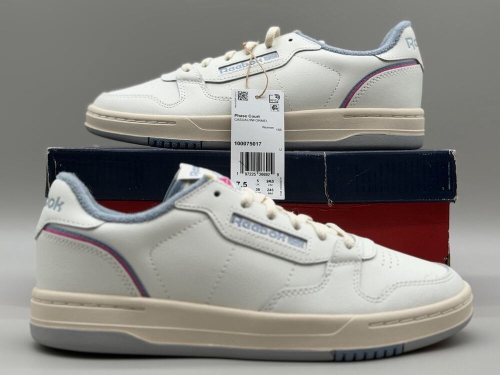 Reebok Phase Court Chalk Vintage Blue Pink Women’s 7.5 Sneakers 100075017 New